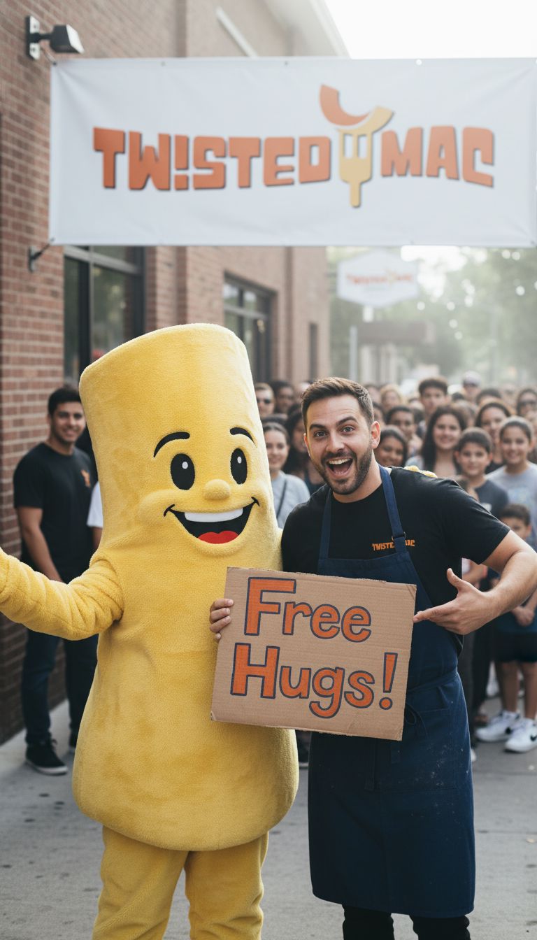 AI-generated image post for the Twisted Mac restaurant